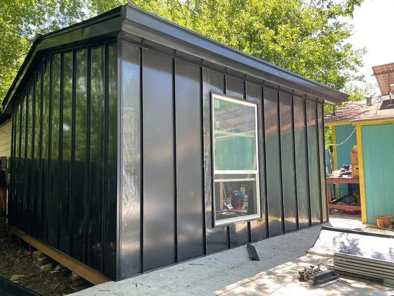 Black standing seam metal wall panels for Metal Roof Installation in Frankford